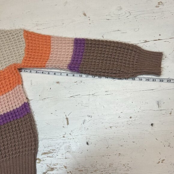 Lumiere Striped Sweater L🍊Orange Pink Purple Knit Pullover Cozy Soft Fall Winte - Picture 8 of 11